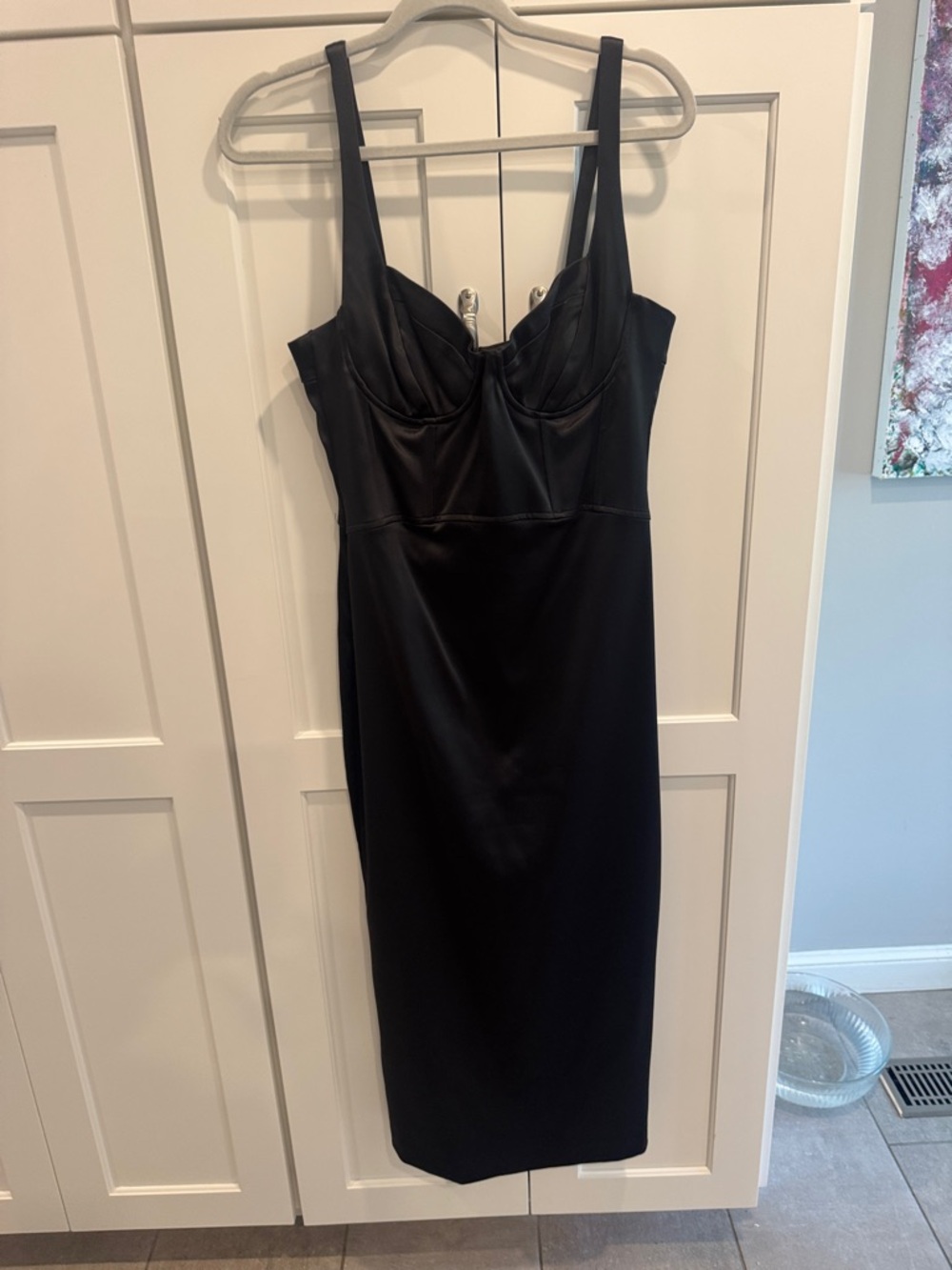 Zara Black Bodycon Midi Dress with Bust Detail
